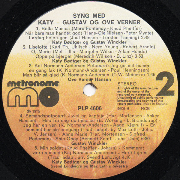 Gustav Winckler, Katy Bødtger Og Ove Verner Hansen : Syng Med Gustav - Katy Og Ove Verner (LP)