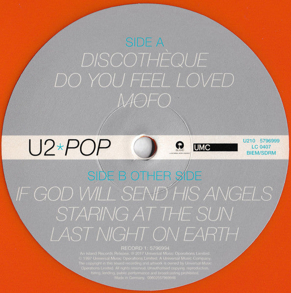 U2 : Pop (2xLP, Album, Ltd, RE, RM, Ora)