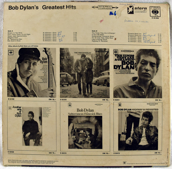 Bob Dylan : Bob Dylan's Greatest Hits (LP, Comp)