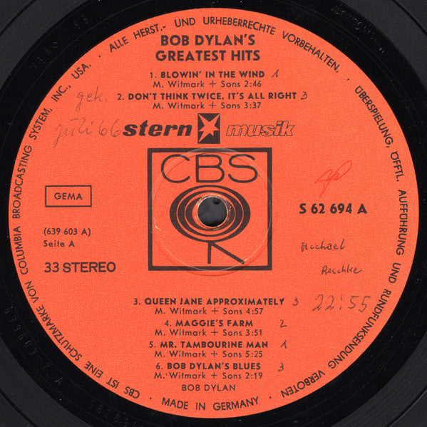 Bob Dylan : Bob Dylan's Greatest Hits (LP, Comp)