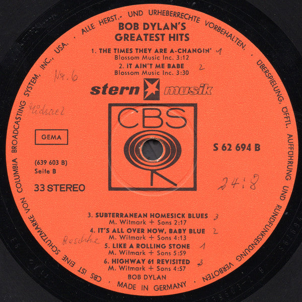 Bob Dylan : Bob Dylan's Greatest Hits (LP, Comp)