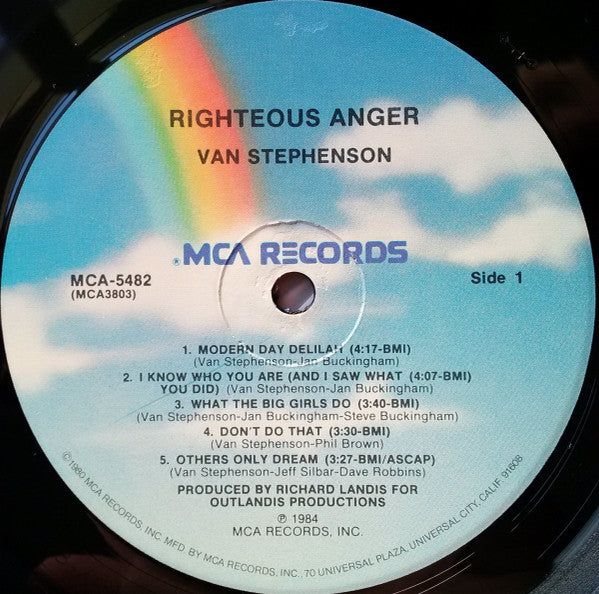 Van Stephenson : Righteous Anger (LP, Album, Pin)