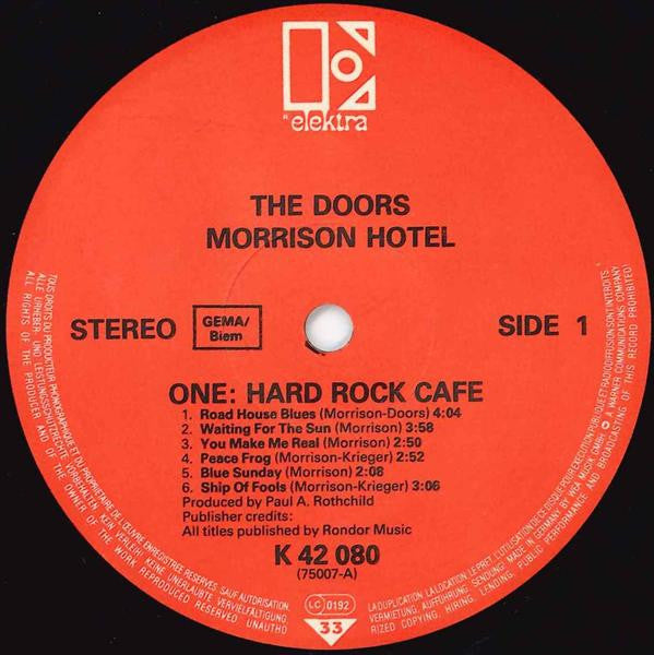 The Doors : Morrison Hotel (LP, Album, RE, Gat)