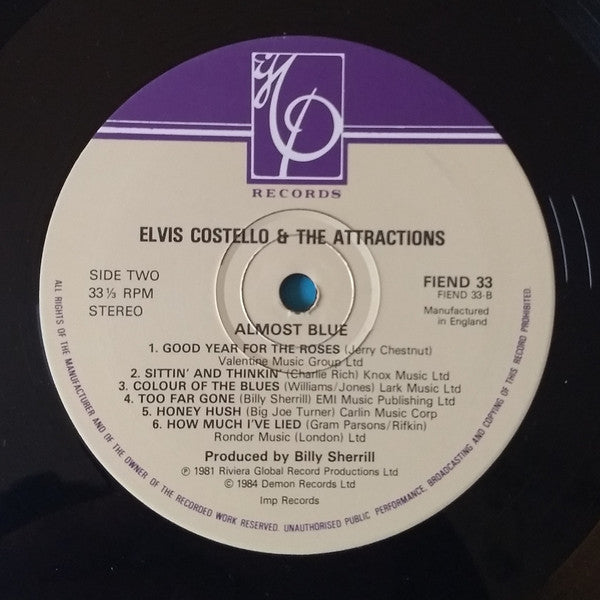 Elvis Costello & The Attractions : Almost Blue (LP, Album, RE)
