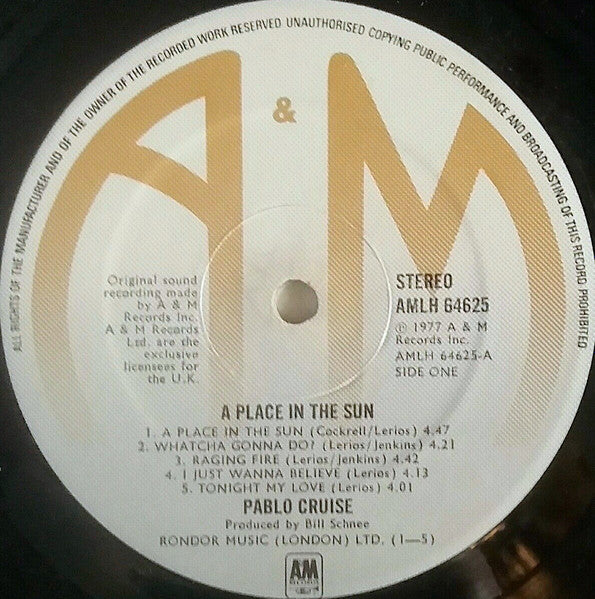 Pablo Cruise : A Place In The Sun (LP, Album)