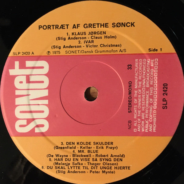 Grethe Sønck : Portræt Af Grethe Sønck (LP, Comp)