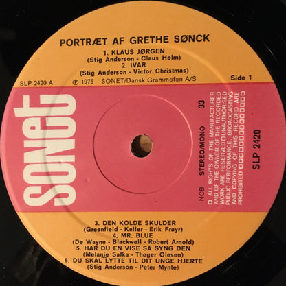 Grethe Sønck : Portræt Af Grethe Sønck (LP, Comp)