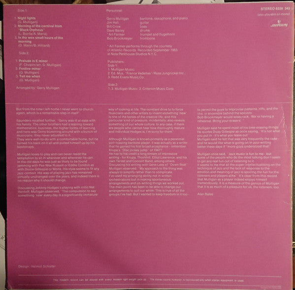 Gerry Mulligan : Night Lights (LP, Album, RE)