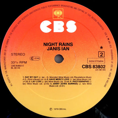 Janis Ian : Night Rains (LP, Album, RE)