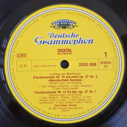 Ludwig van Beethoven – Emil Gilels : Sonaten - »Pathétique«·»Mondschein/Moonlight« (LP, Dig)