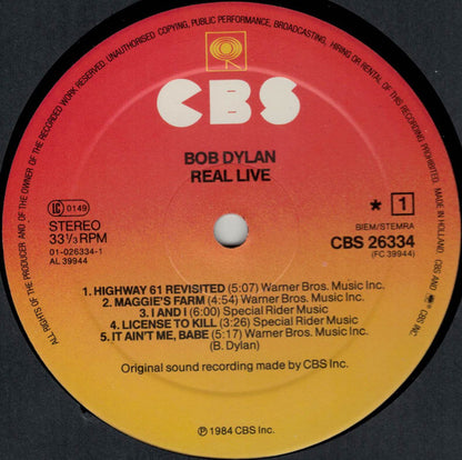 Bob Dylan : Real Live (LP, Album)