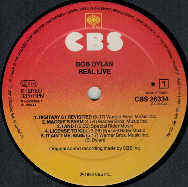 Bob Dylan : Real Live (LP, Album)