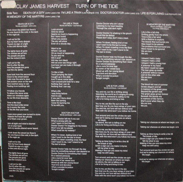 Barclay James Harvest : Turn Of The Tide (LP, Album)