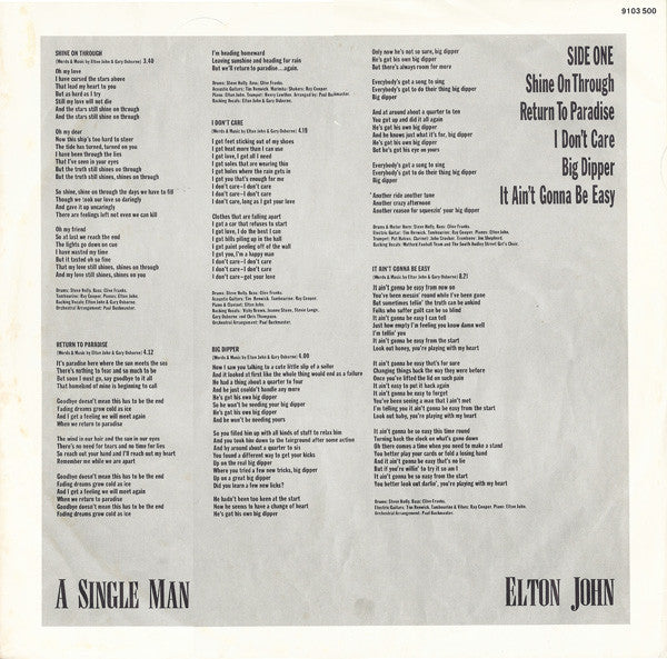 Elton John : A Single Man (LP, Album, Gat)
