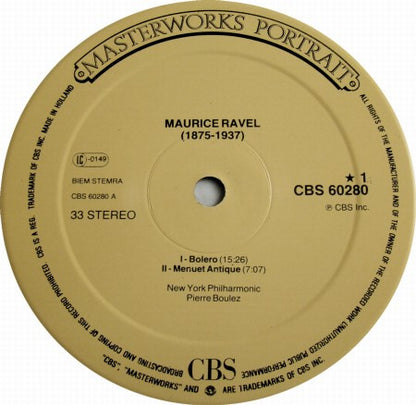 Maurice Ravel - Pierre Boulez, New York Philharmonic : Bolero, La Valse, Menuet Antique, Daphnis Et Chloé (LP, Album)