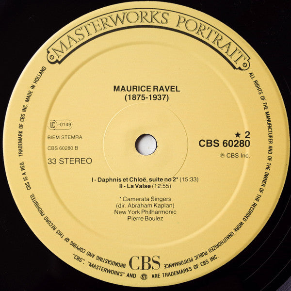 Maurice Ravel - Pierre Boulez, New York Philharmonic : Bolero, La Valse, Menuet Antique, Daphnis Et Chloé (LP, Album)
