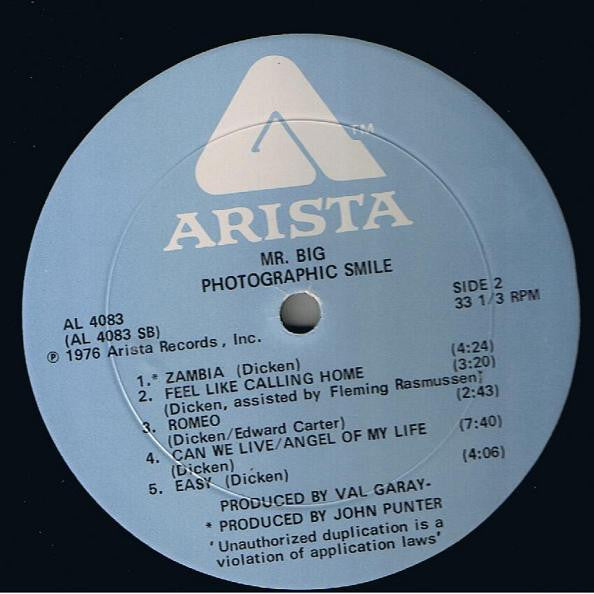 Mr Big : Photographic Smile (LP, Album, Pet)