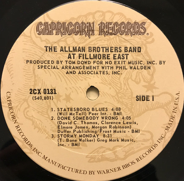 The Allman Brothers Band : The Allman Brothers Band At Fillmore East (2xLP, Album, RE, Pit)