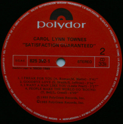 Carol Lynn Townes : Satisfaction Guaranteed (LP, Album)