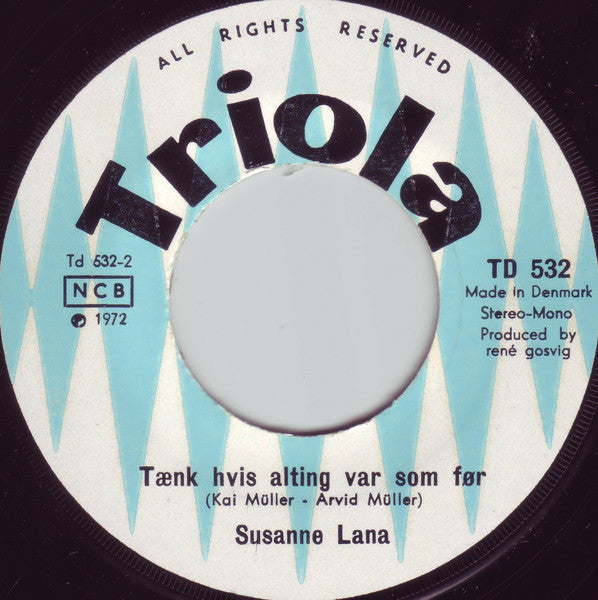 Susanne Lana : Ingen Tårer For Min Skyld / Tænk Hvis Alting Var Som Før (7")