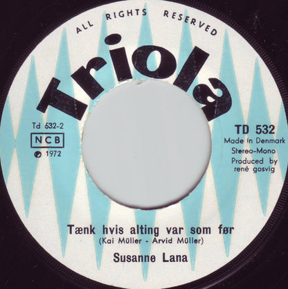Susanne Lana : Ingen Tårer For Min Skyld / Tænk Hvis Alting Var Som Før (7")
