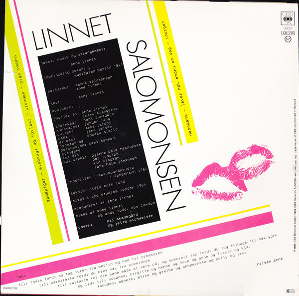 Anne Linnet • Sanne Salomonsen : Linnet • Salomonsen (LP, Album, Sun)