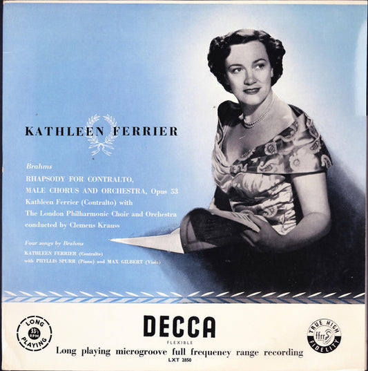 Kathleen Ferrier, Johannes Brahms : Rhapsody For Contralto, Male Chorus And Orchestra ‧ Four Songs (LP, Mono, RE)