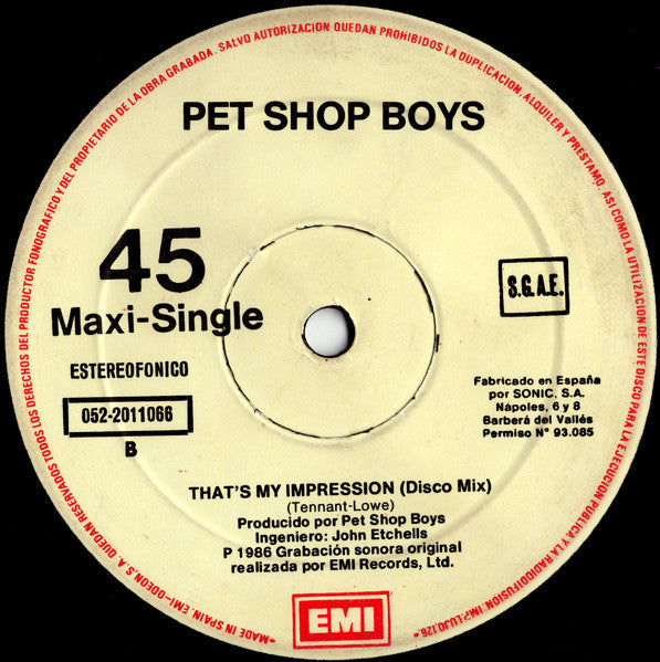 Pet Shop Boys : Love Comes Quickly (12", Maxi)