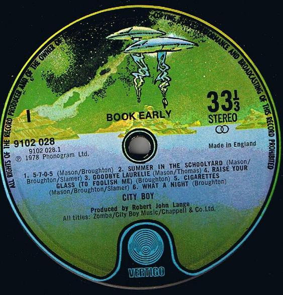 City Boy : Book Early (LP, Album)