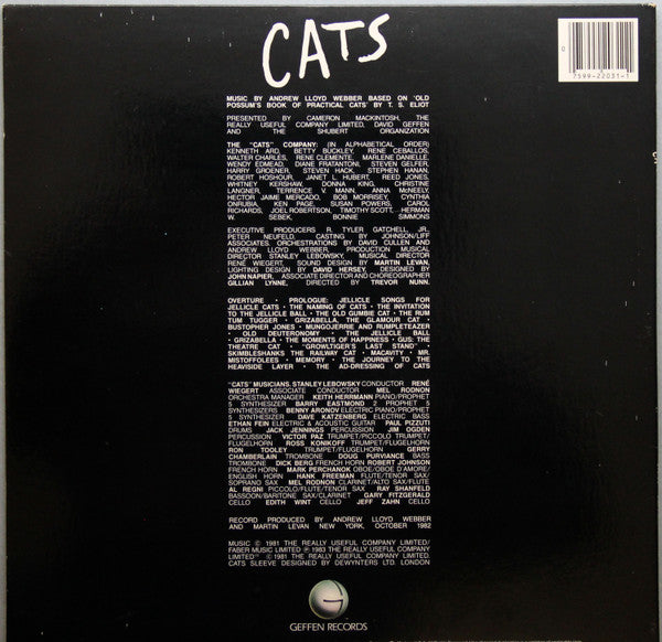 Andrew Lloyd Webber : Cats (Complete Original Broadway Cast Recording) (2xLP, Album, Spe)