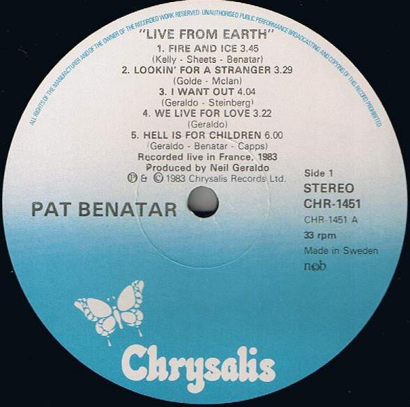 Benatar* : Live From Earth (LP, Album)