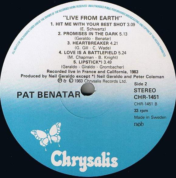 Benatar* : Live From Earth (LP, Album)