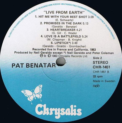 Benatar* : Live From Earth (LP, Album)