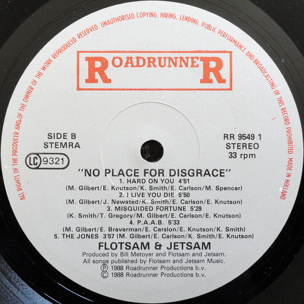 Flotsam And Jetsam : No Place For Disgrace (LP, Album)