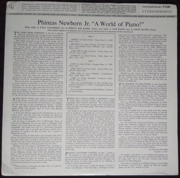 Phineas Newborn Jr. : A World Of Piano ! (LP, Album)