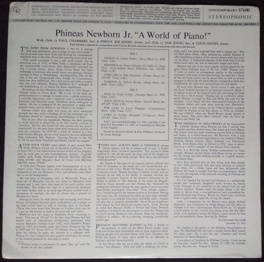 Phineas Newborn Jr. : A World Of Piano ! (LP, Album)