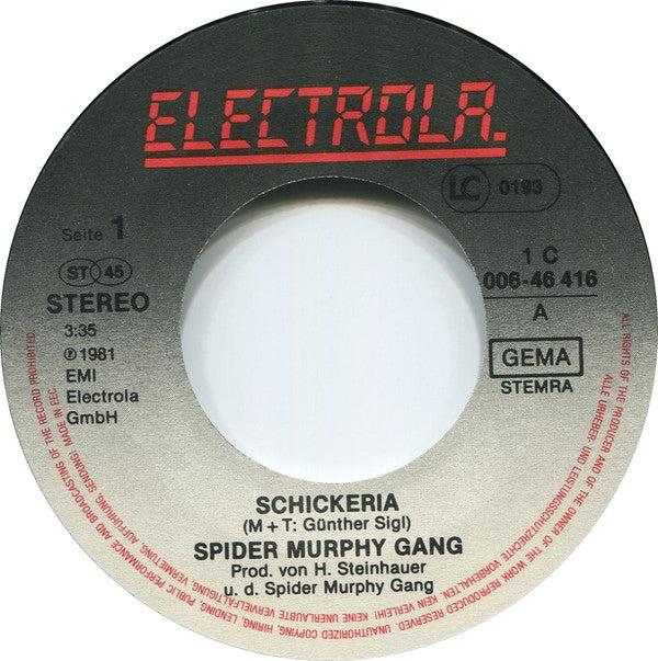 Spider Murphy Gang : Schickeria (7", Single)