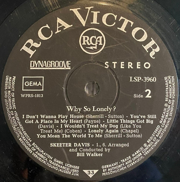 Skeeter Davis : Why So Lonely? (LP, Album)
