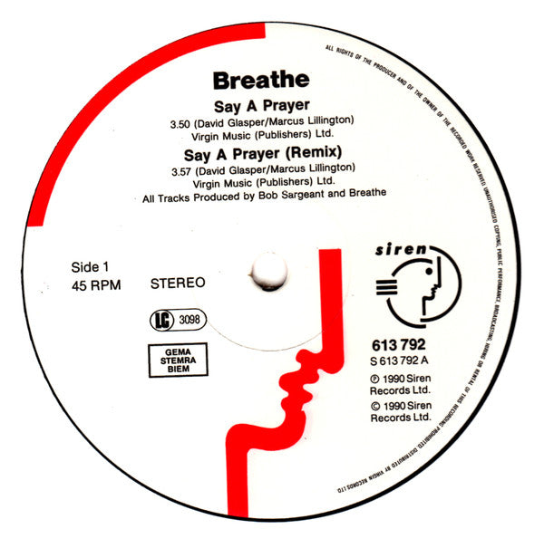 Breathe (3) : Say A Prayer (12", Single)