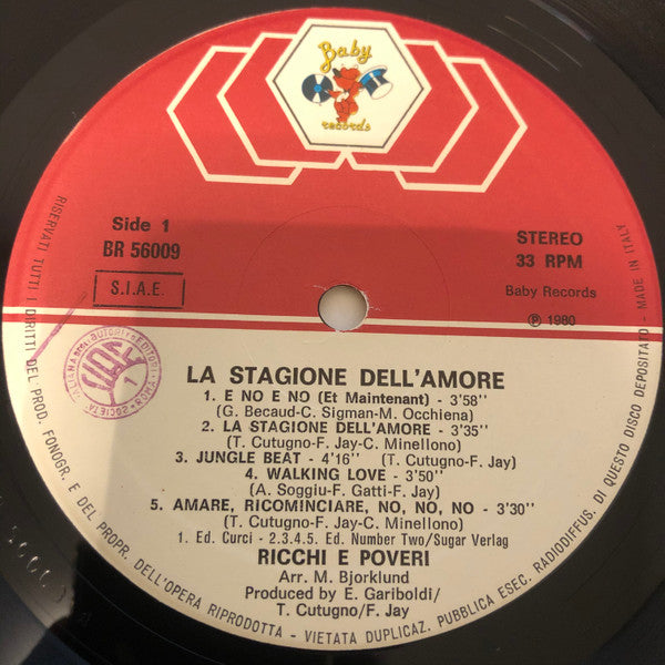 Ricchi E Poveri : La Stagione Dell'Amore (LP)
