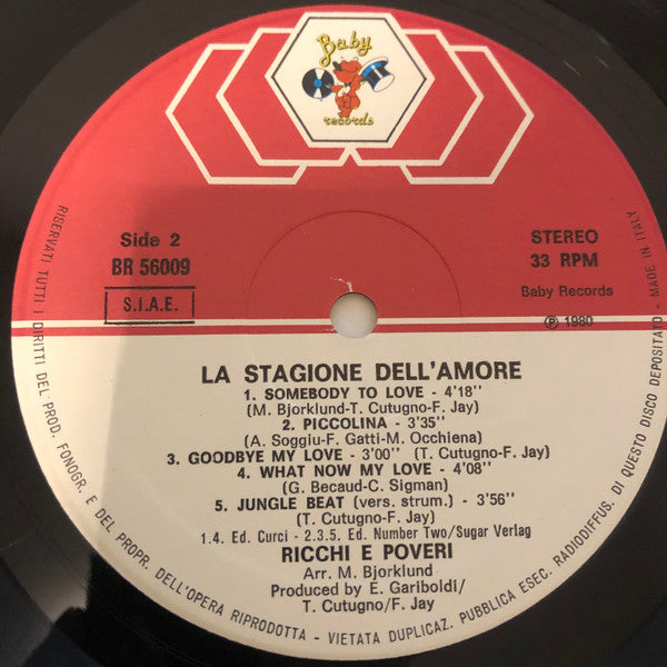 Ricchi E Poveri : La Stagione Dell'Amore (LP)