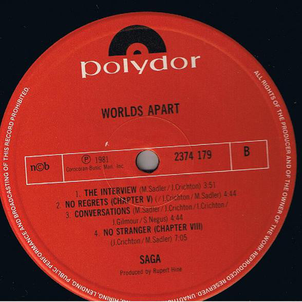 Saga (3) : Worlds Apart (LP, Album)