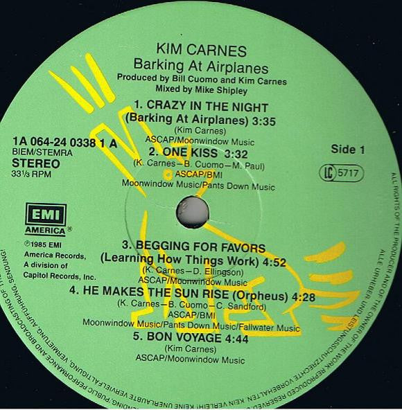 Kim Carnes : Barking At Airplanes (LP, Album)