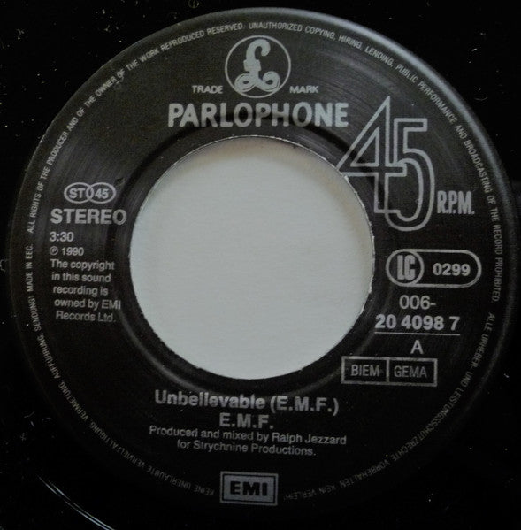 EMF : Unbelievable (7", Single)