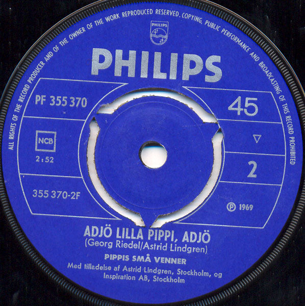 Inger Nilsson : Här Kommer Pippi Långstrump / Adjö Lilla Pippi, Adjö (7", Single, 3-p)