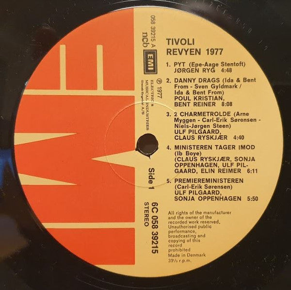Various, Jørgen Ryg, Ulf Pilgaard, Claus Ryskjær, Sonja Oppenhagen, Danny Drags, Elin Reimer : Tivoli Revyen 1977 (LP)