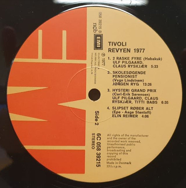Various, Jørgen Ryg, Ulf Pilgaard, Claus Ryskjær, Sonja Oppenhagen, Danny Drags, Elin Reimer : Tivoli Revyen 1977 (LP)