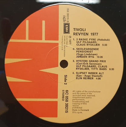 Various, Jørgen Ryg, Ulf Pilgaard, Claus Ryskjær, Sonja Oppenhagen, Danny Drags, Elin Reimer : Tivoli Revyen 1977 (LP)