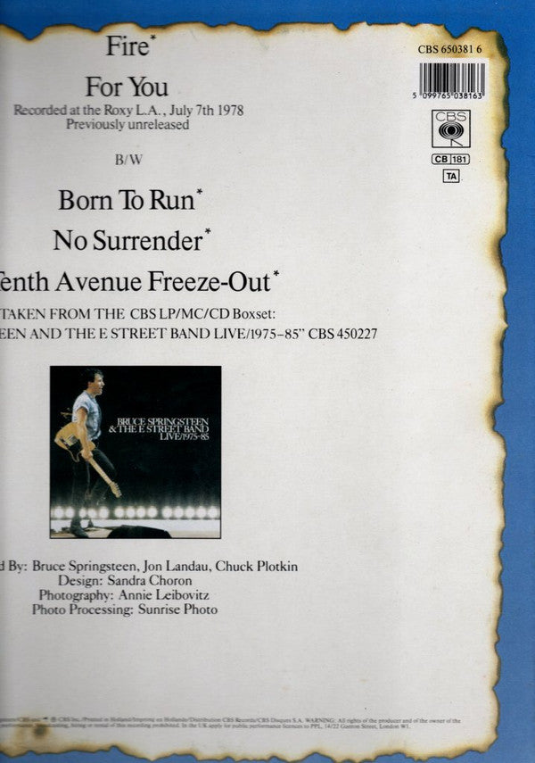 Bruce Springsteen & The E-Street Band : Fire (12", Maxi)