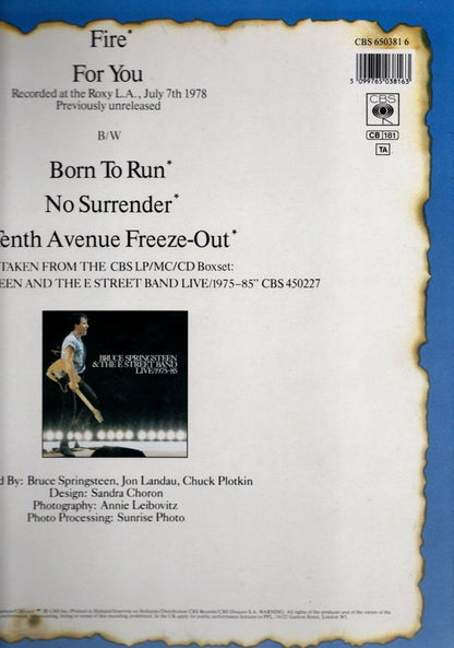 Bruce Springsteen & The E-Street Band : Fire (12", Maxi)